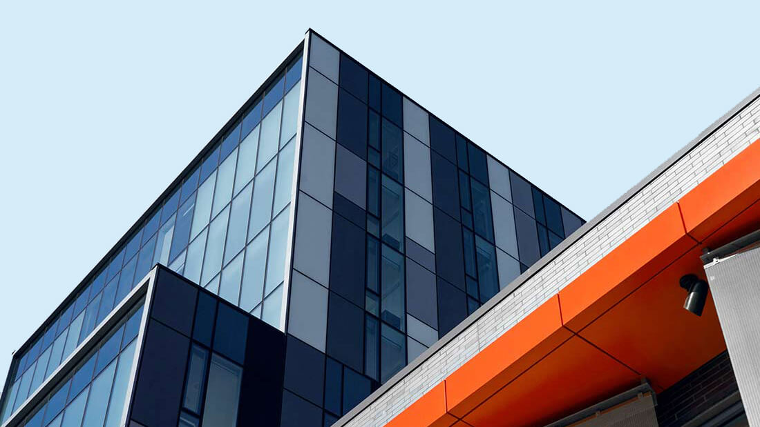 Modern Glass Building in Construction